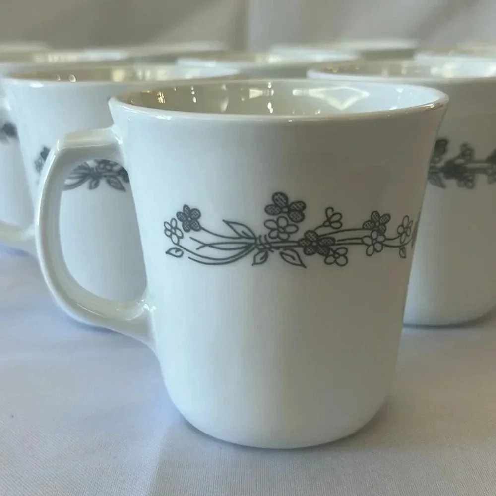 Vintage Corelle Ribbon Bouquet Coffee Cup Mug Set of 13